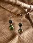 Blue Pottery 2 Bead Earring (Green)